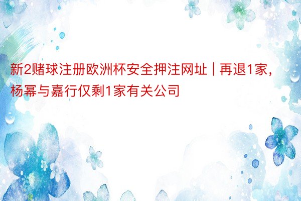 新2赌球注册欧洲杯安全押注网址 | 再退1家，杨幂与嘉行仅剩1家有关公司