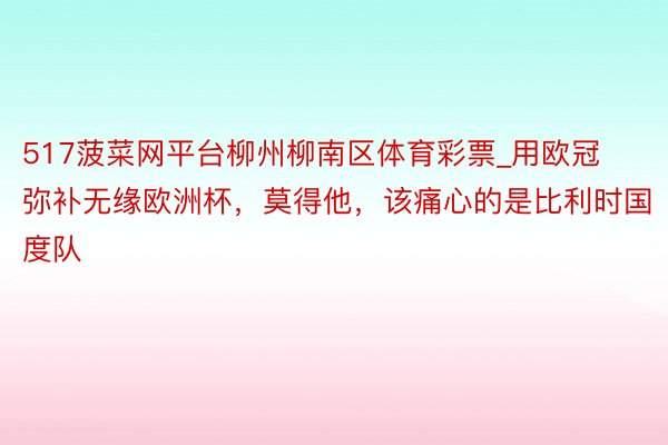 517菠菜网平台柳州柳南区体育彩票_用欧冠弥补无缘欧洲杯，莫得他，该痛心的是比利时国度队